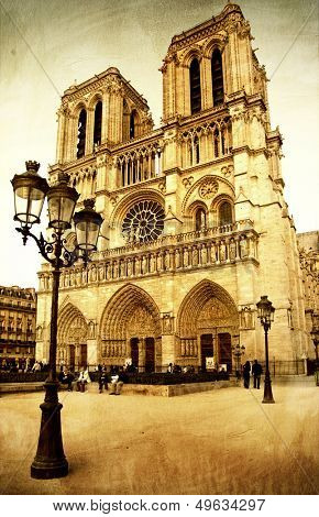 Notre dame cathedral - retro styled picture