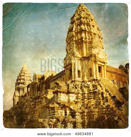 ancient Angkor temple -  artistic toned picture in retro style