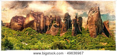 miraculous rocks of Meteora - Greece,artistic picture