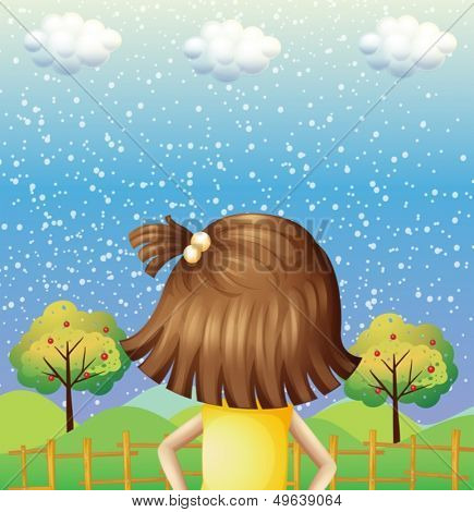 Illustration of a backview of a small lady