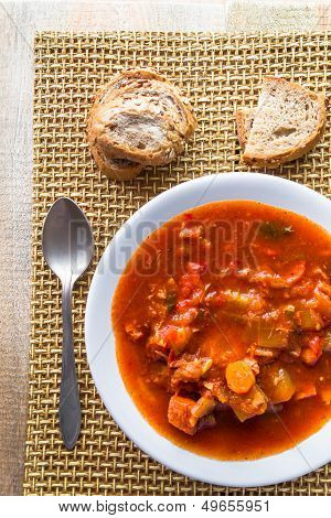 Stew Zucchini Stewed Vegetables Meat Food Meal Vintage