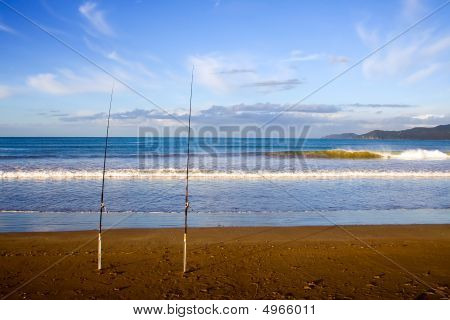 Surfcasting tyče na Taipa Beach