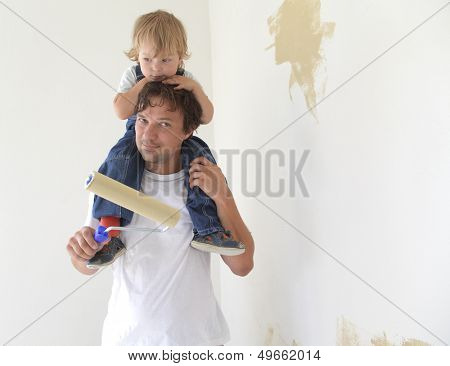 father and son paint room