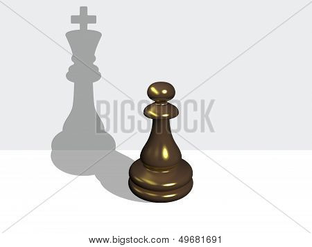 Chess Pawn With The Shadow Of A King