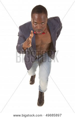 Man Running Bowtie Jacket And No Shirt