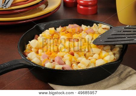 Diced Ham And Potatoes With Cheddar Cheese