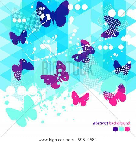 Abstract Blue Butterflies Background