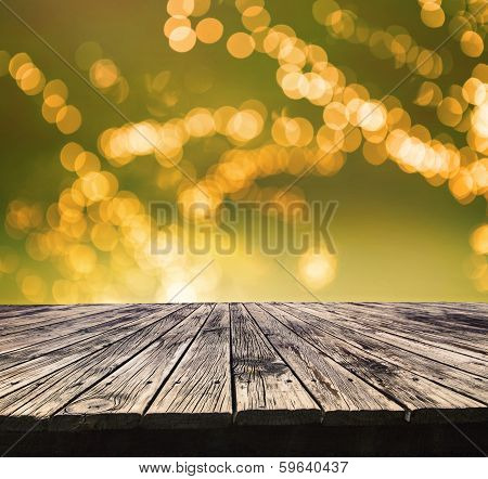 Perspective Textured Of  Top Old Wood Table With Beautiful Blur Background