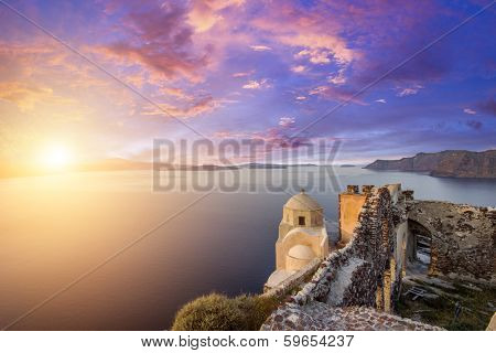 View on Oia in Santorini Greece