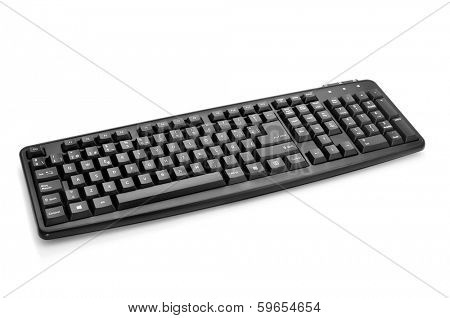 a black computer keyboard on a white background