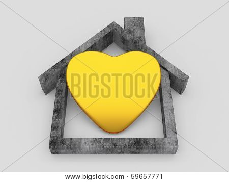 House symbol and heart on white