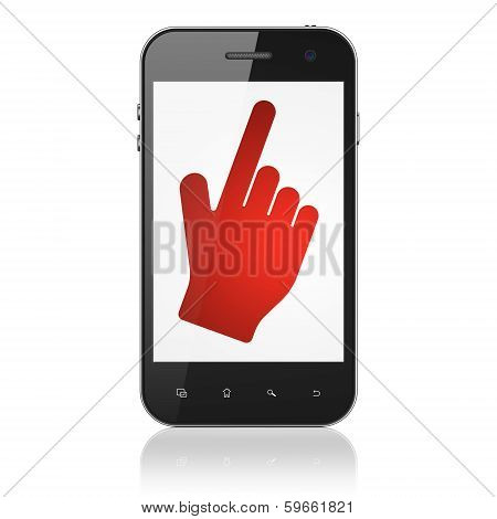 Marketing concept: Mouse Cursor on smartphone
