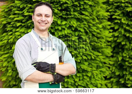 Handsome young gardener 