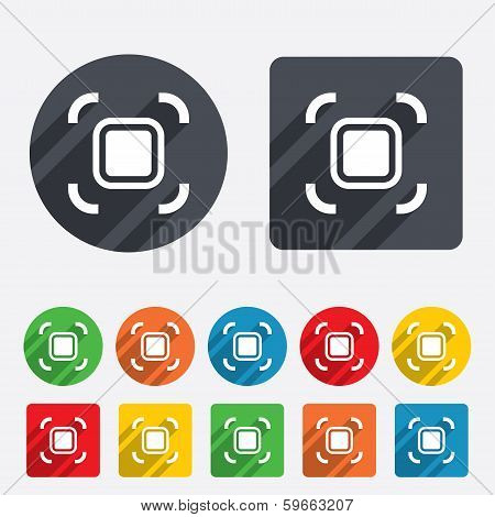 Autofocus zone sign icon. Photo camera settings.
