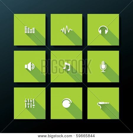 Audio icon set - vector illustration