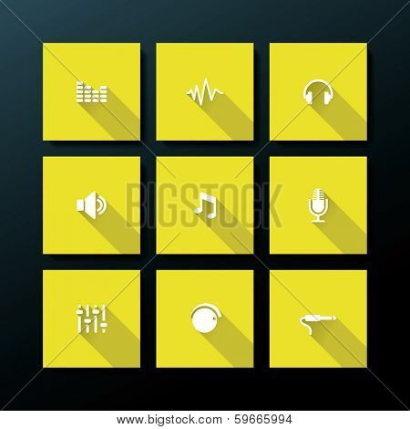 Audio icon set - vector illustration