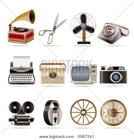 Retro business and office object icons