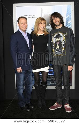 LOS ANGELES - FEB 10: Steve Fenton, Leeza Gibbons, her son, Troy Meadows at the premiere of Columbia Pictures' 'Robocop' at TCL Chinese Theatre on February 10, 2014 in Los Angeles, California