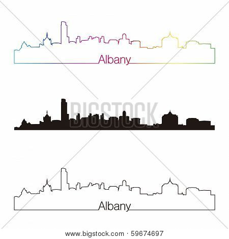 Albany Skyline Linear Style With Rainbow