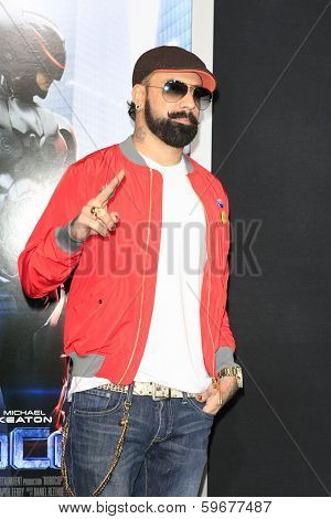 LOS ANGELES - FEB 10: A J McLean at the premiere of Columbia Pictures' 'Robocop' at TCL Chinese Theatre on February 10, 2014 in Los Angeles, California