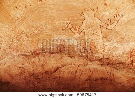 Famous Great God of Sefar one of oldest rock paintings in Sahara, Tassili N'Ajjer, Algeria