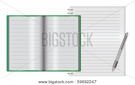 Empty notebook on a desk