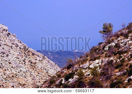 Monastyr and rocks in mountains