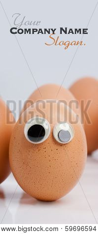 Brown egg with funny eyes