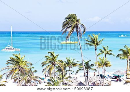 Sailing in the blue caribbic sea