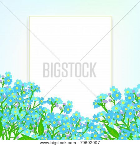 Vector card with small blue flowers