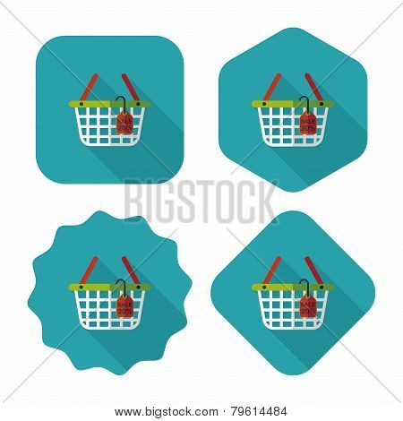Shopping Basket Flat Icon With Long Shadow,eps10