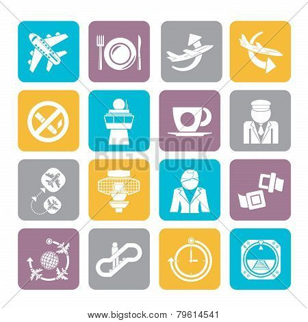 Silhouette Aircraft, airport and Plane Icons