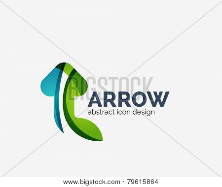Clean moden wave design arrow company logo, business icon made of overlapping elements