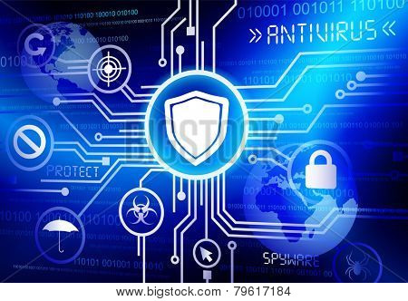 Antivirus shield vector.
