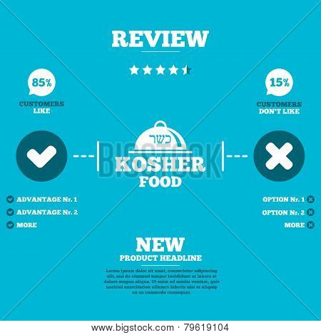 Kosher food product sign icon. Natural food.