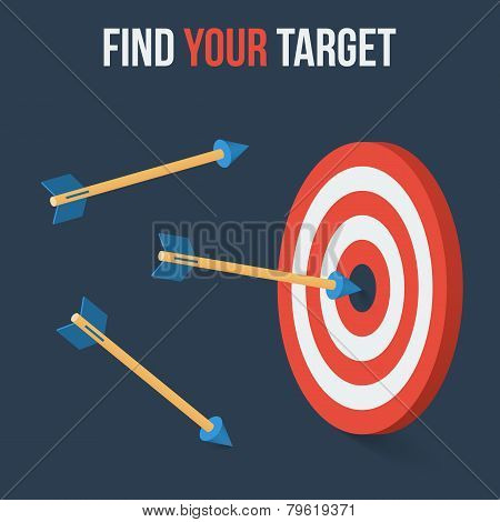 Vector target concept in flat axonometric style