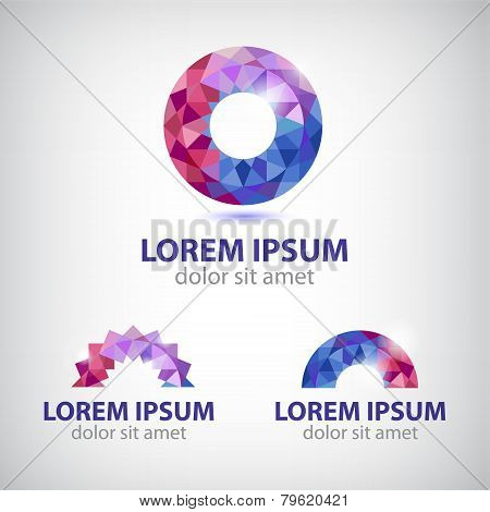 vector abstract circle round crystal colorful icon