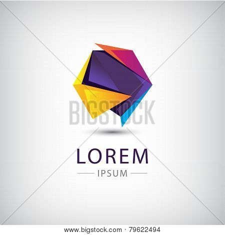 vector abstract origami colorful 3d icon