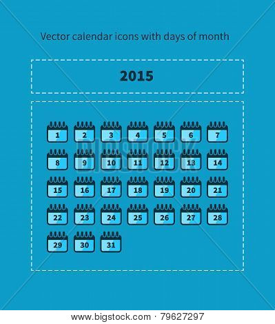 Calendar icons with days of month