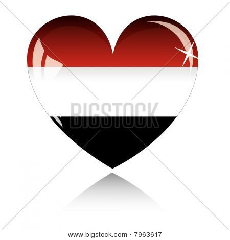 Coeur de vecteur avec texture de drapeau Egypte isolé sur un blanc.