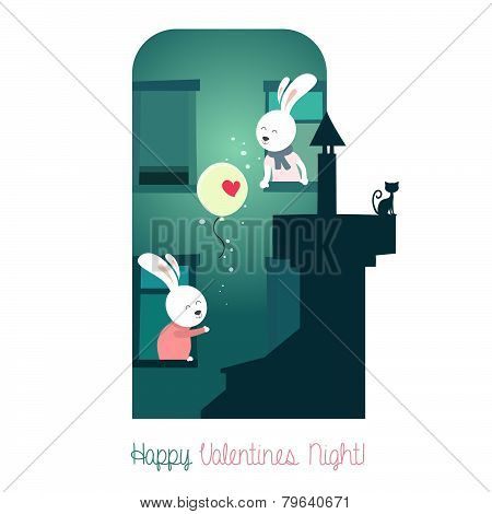 Bunnies with balloon