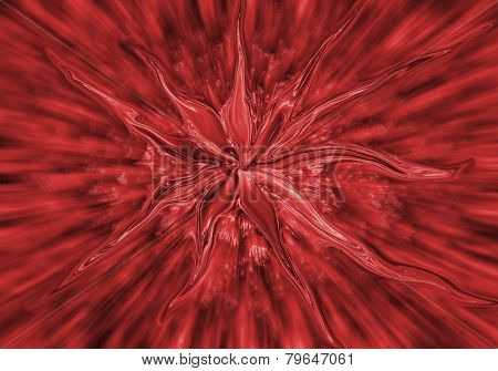 Abstract red flower with rays