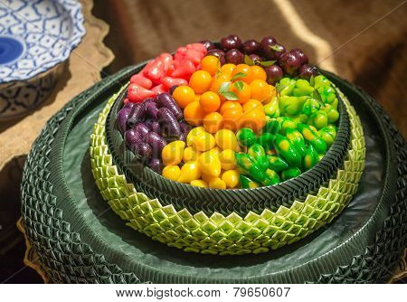 Deletable Imitation Fruits (look Choup). Traditional Thai Dessert