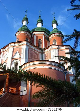 Beautiful Church And Branches Of Spruce