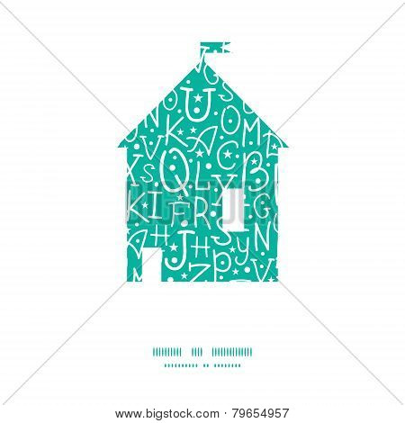 Vector white on green alphabet letters house silhouette pattern frame