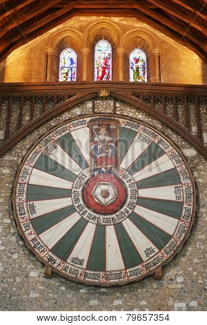 King Arthur's Round Table On Temple Wall In Winchester England UK
