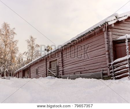 Swedish Old Farm House In Winter