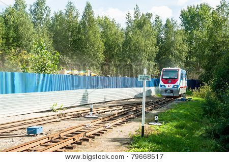 TU10-011 locomotive on Children railroad. Russia