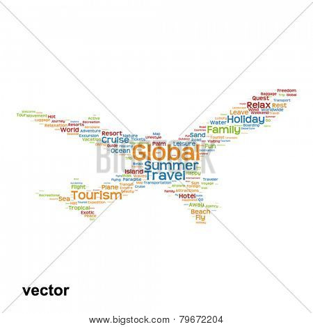 Vector concept or conceptual abstract travel or tourism word clo