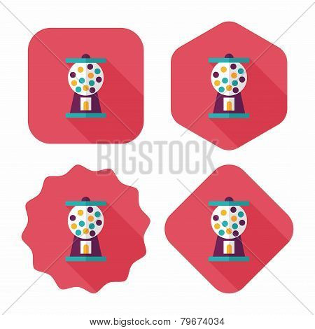 Gum Ball Machine Flat Icon With Long Shadow,eps10